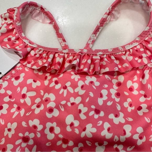 Zara Baby Girl One Piece Swim Suit UPF +50 Pink Floral Sz 6-12 Months NWT - Picture 2 of 6